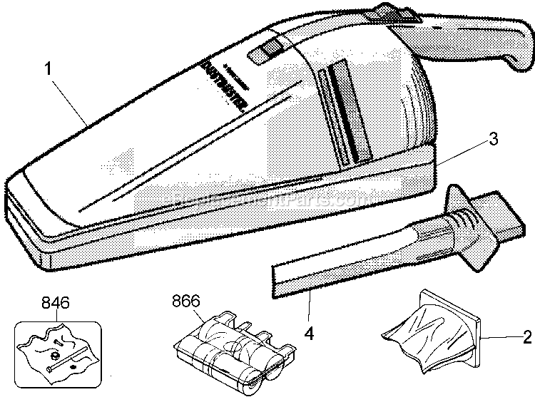 Black and Decker DB300 (Type 1) Dustbuster Power Tool Page A Diagram